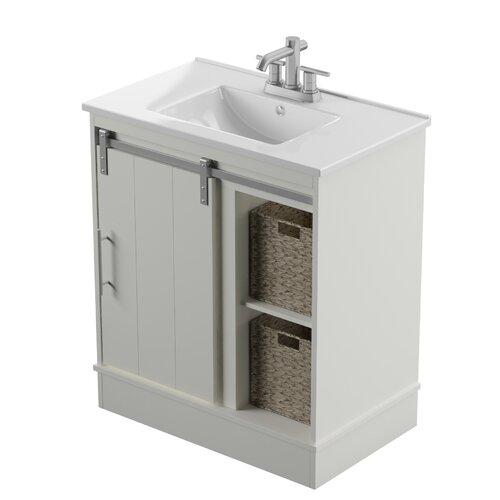 30 Inches Mauricio 29.9'' Free Standing Single Bathroom Vanity With Ceramic Top 